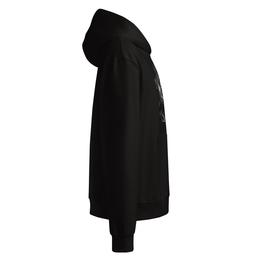 Skull barbell gym fitness pullover hoodie - detail view | ApparelHub
