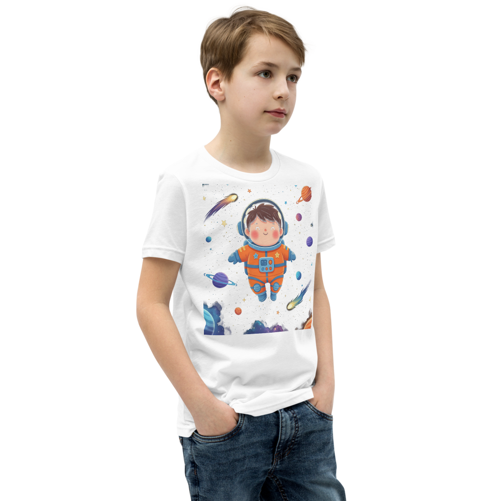 Space cadet astronaut kids graphic tee - close-up view | ApparelHub