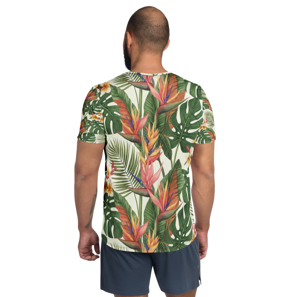 Tropical botanical all-over print athletic tee - alternate view | ApparelHub