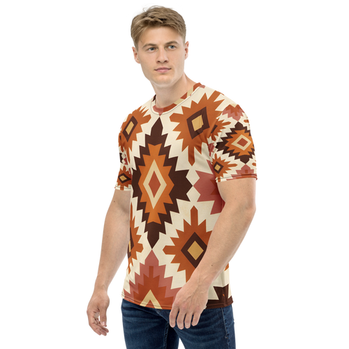 Desert geometry all-over print crew tee - front view | ApparelHub