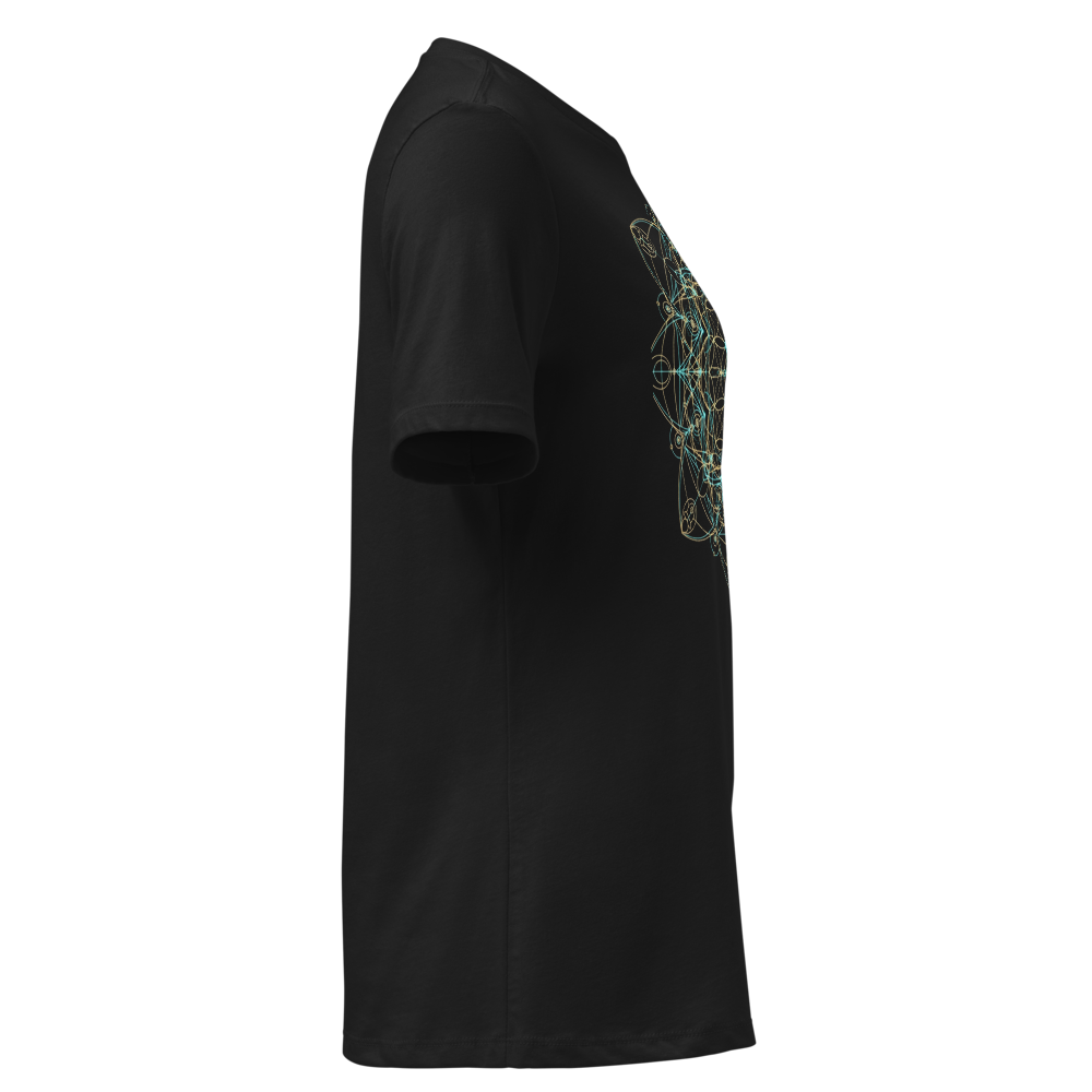 Sacred geometry spiritual math art tee - detail view | ApparelHub