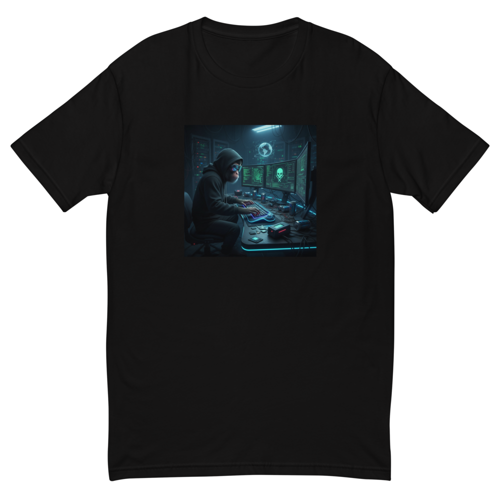Monkey hack hacker coding fitted tee - alternate view | ApparelHub