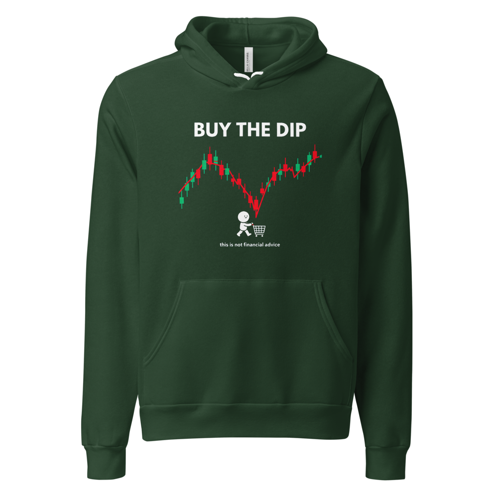 Buy The Dip finance stock market hoodie - front view | ApparelHub