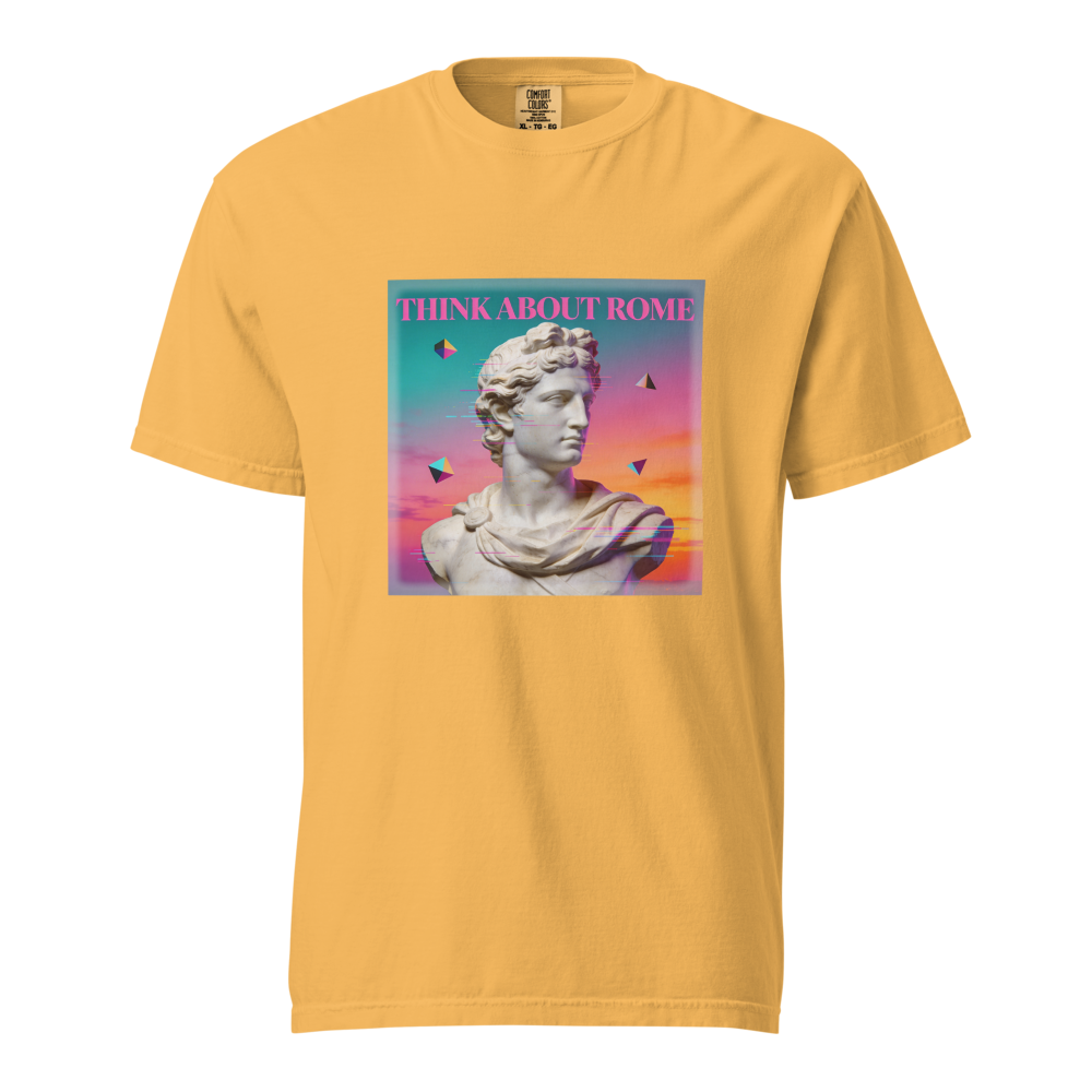 Think About Rome retro synthwave Roman tee - alternate view | ApparelHub