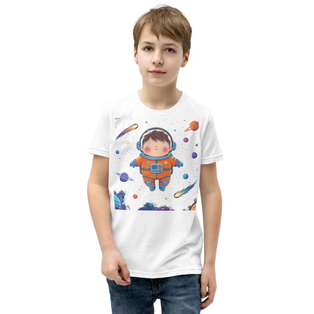 Space cadet astronaut kids graphic tee - size detail | ApparelHub