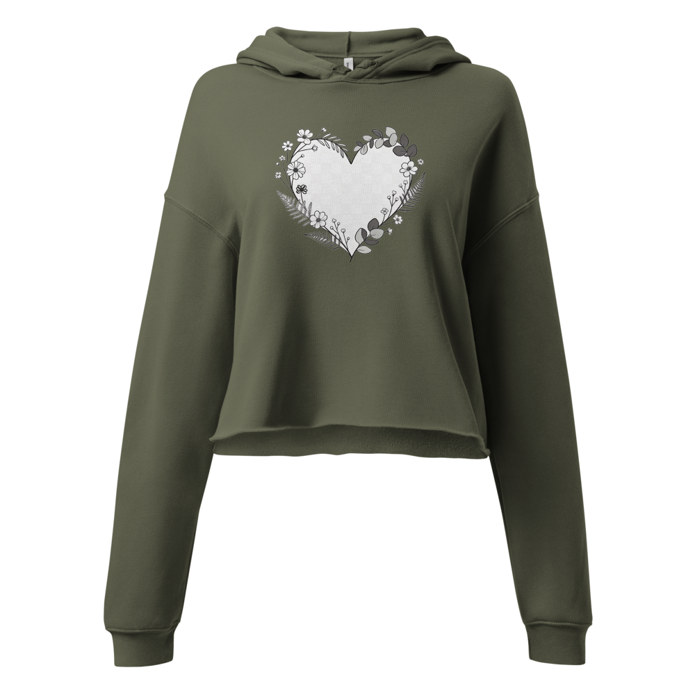 Mom Life Botanical Heart Cropped Hoodie