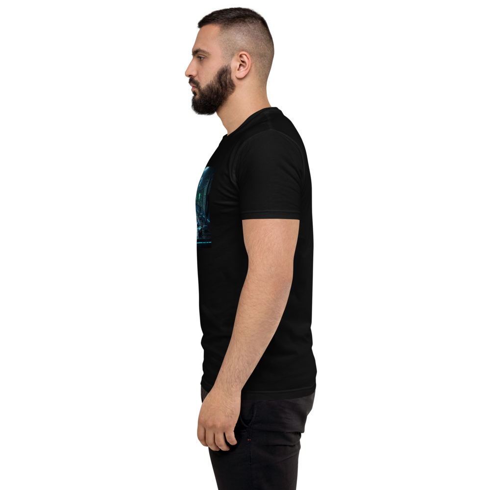Monkey hack hacker coding fitted tee - lifestyle mockup | ApparelHub