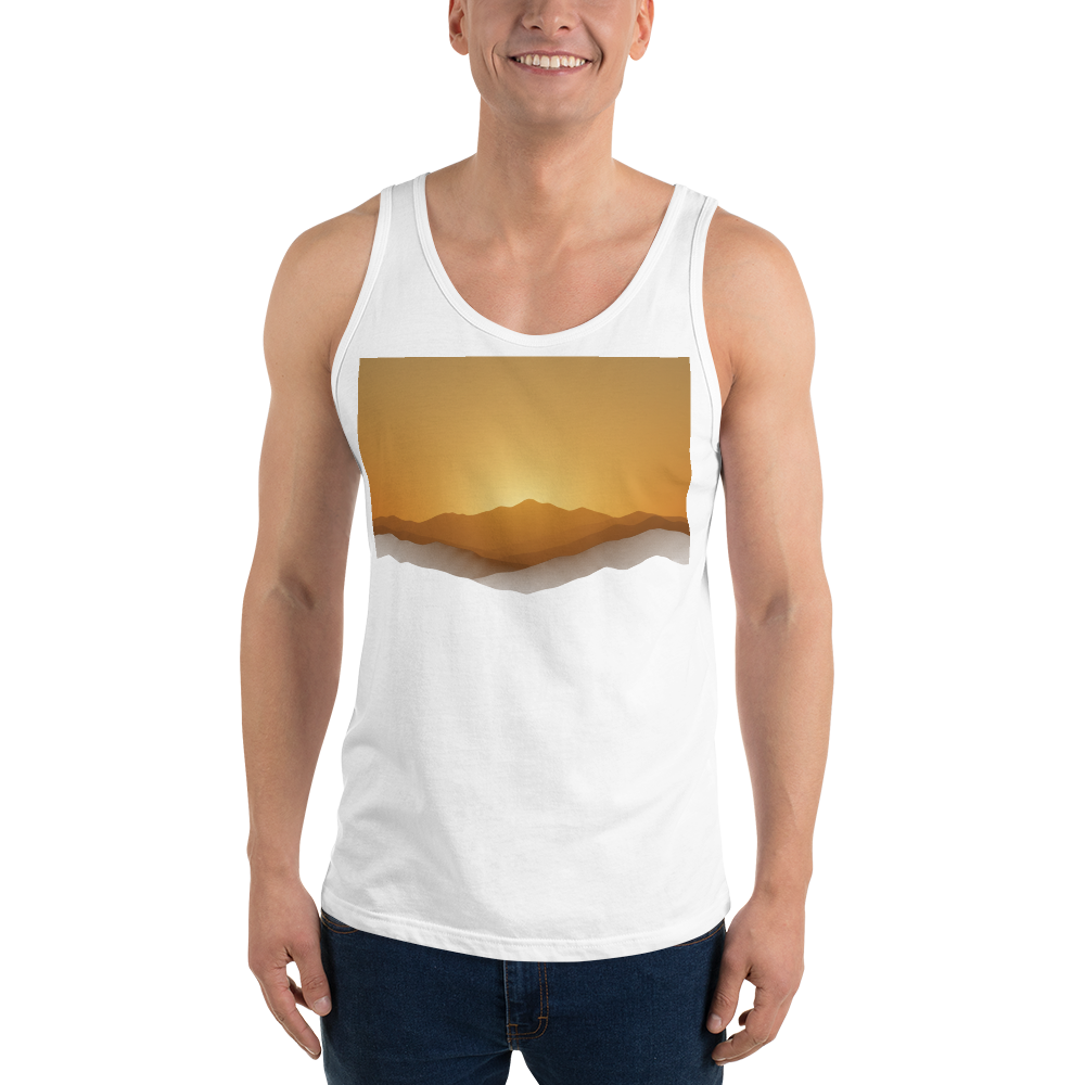 Mountain sunrise nature landscape tank top - lifestyle mockup | ApparelHub