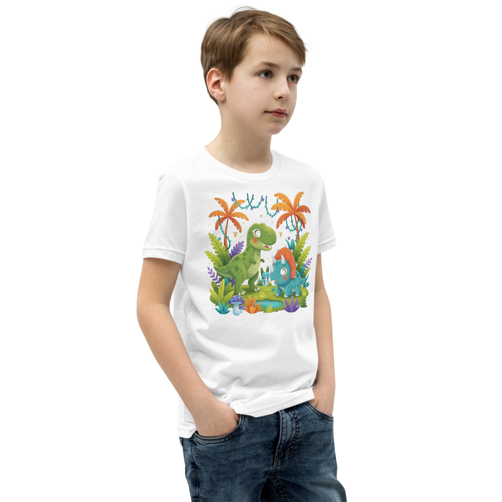 Dinosaur explorer kids graphic tee - close-up view | ApparelHub