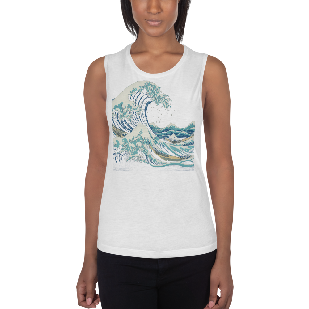 Ocean waves beach inspired women's tank top - front view | ApparelHub