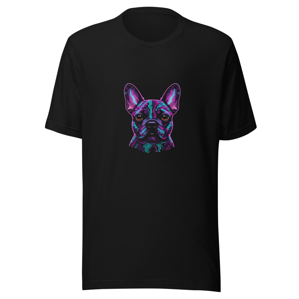 Neon Frenchie pop art French Bulldog tee - front view | ApparelHub
