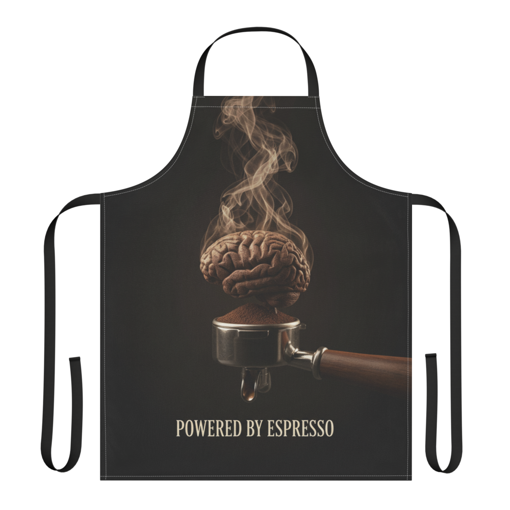 Powered By Espresso coffee lover barista apron - alternate view | ApparelHub