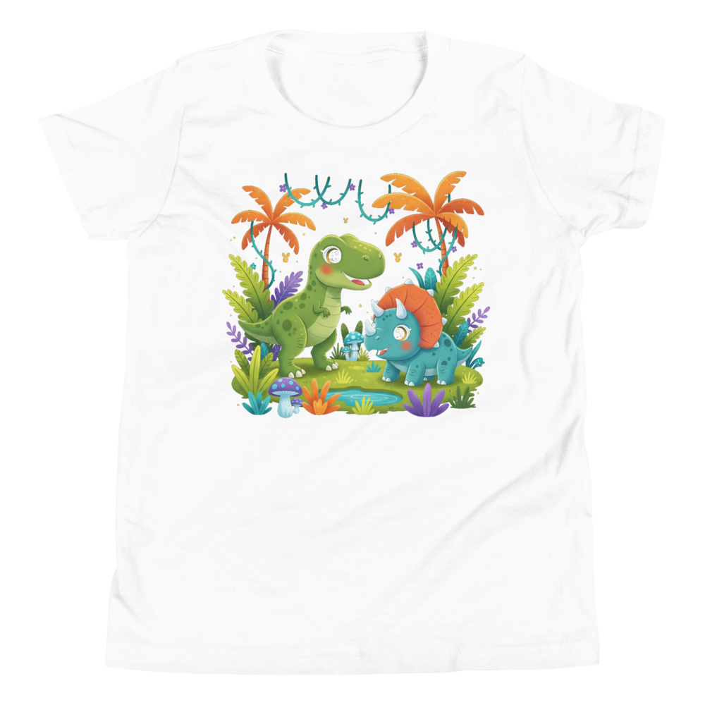 Dinosaur explorer kids graphic tee - flat lay | ApparelHub