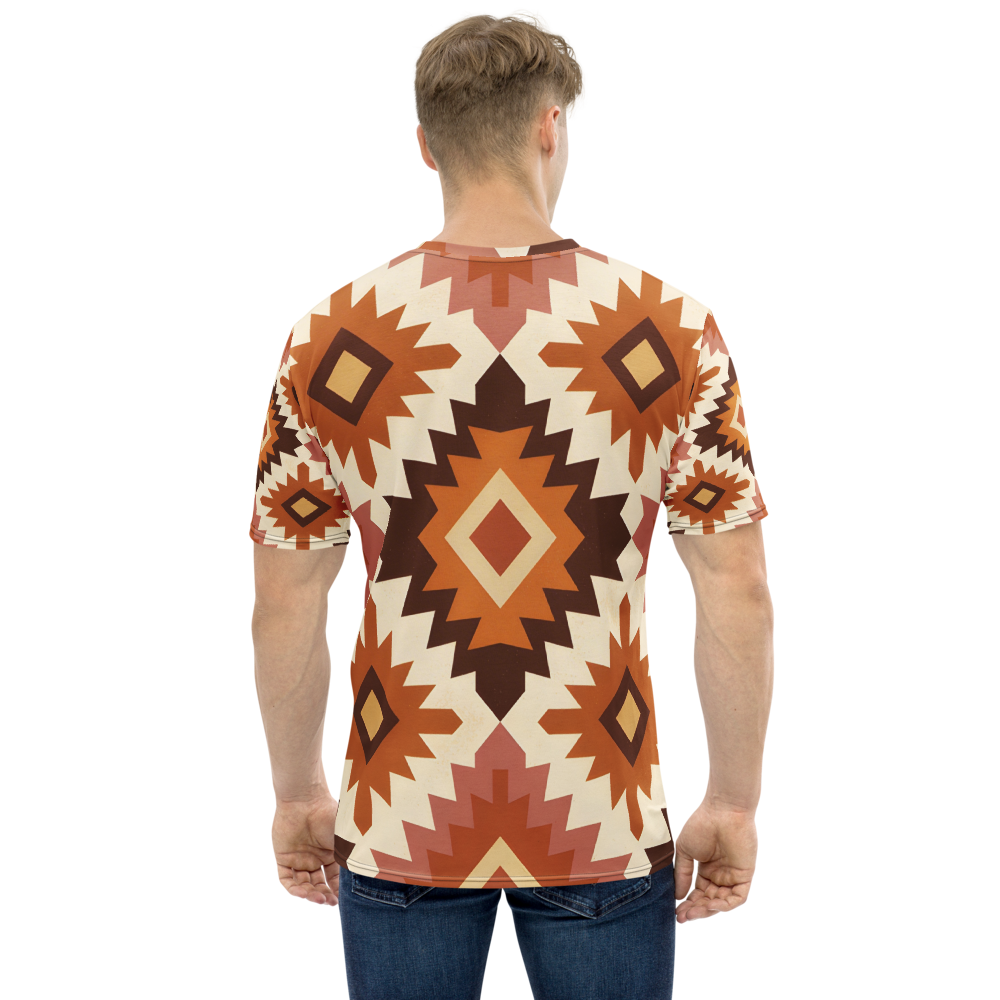Desert geometry all-over print crew tee - back view | ApparelHub