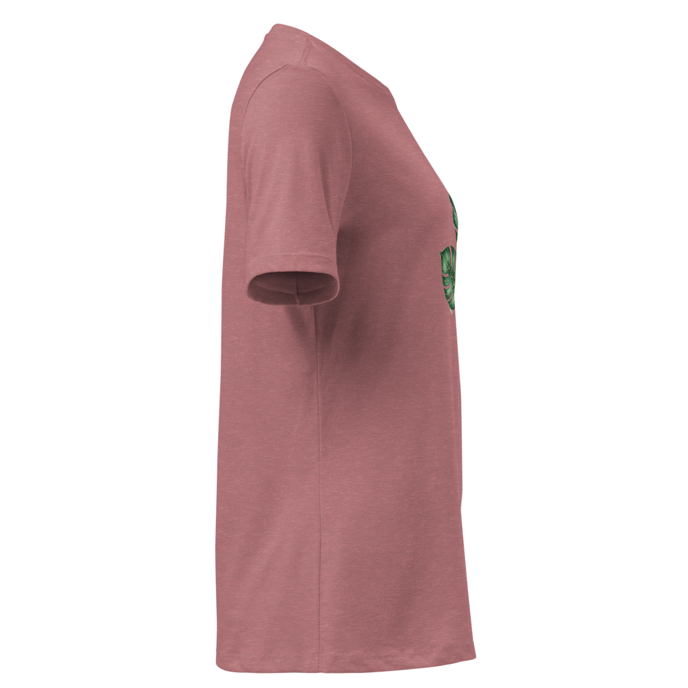Monstera Deliciosa botanical plant lover relaxed tee - detail view | ApparelHub