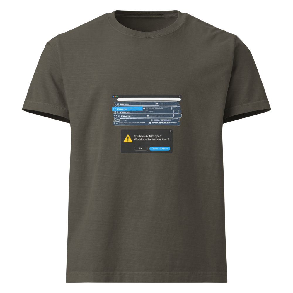 47 Tabs Open ADHD humor Comfort Colors tee - front view | ApparelHub