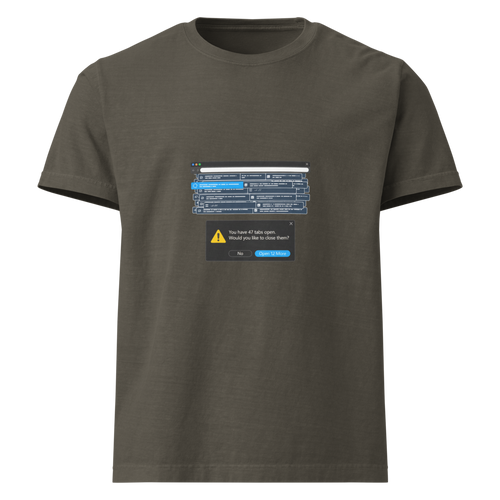 47 Tabs Open ADHD humor Comfort Colors tee - front view | ApparelHub