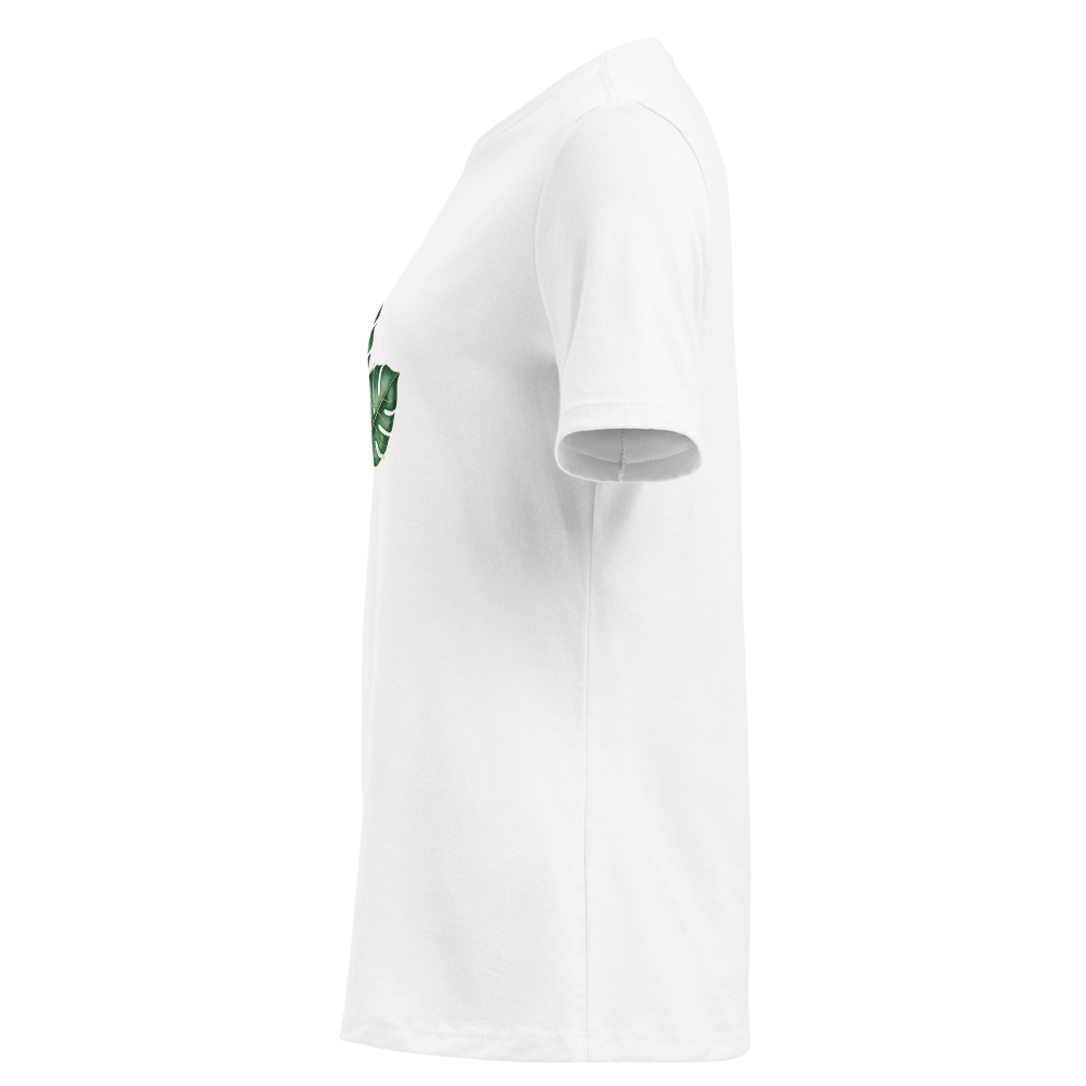 Monstera Deliciosa botanical plant lover relaxed tee - size detail | ApparelHub