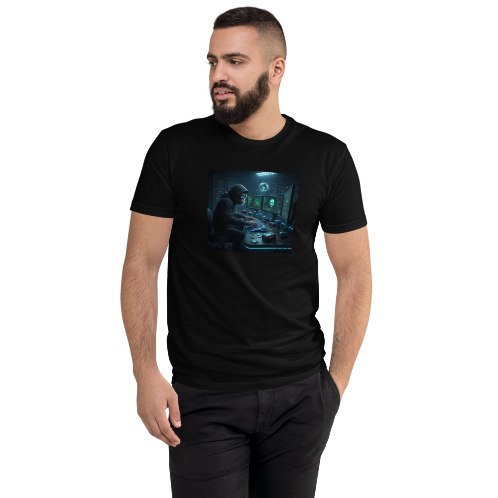 Monkey hack hacker coding fitted tee - front view | ApparelHub