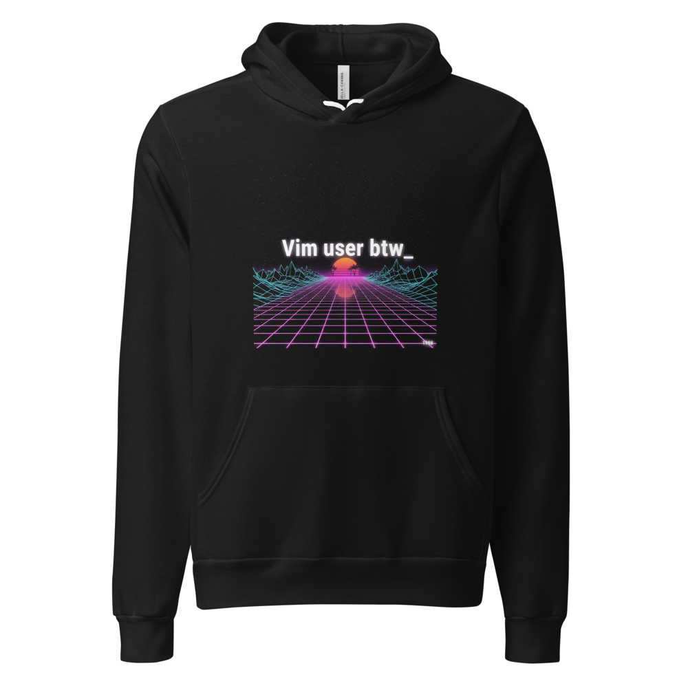 Vim user retro synthwave developer hoodie - front view | ApparelHub